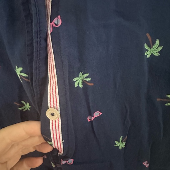 Talbots Navy Shirt with Pink and Green Accents Size 1X - Picture 6 of 9